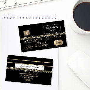 Visita Tarjeta de crédito con estilo oro y negro