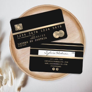 Visita Tarjeta de crédito con estilo oro y negro