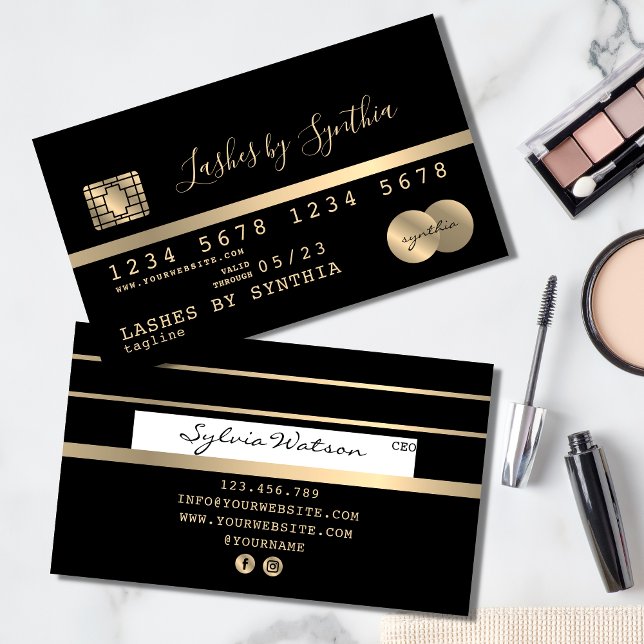 Visita Tarjeta de crédito con estilo Oro y Negro añada tu (Subido por el creador)