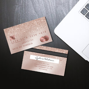 Visita Tarjeta de crédito con estilo Rosa Gold Confetti