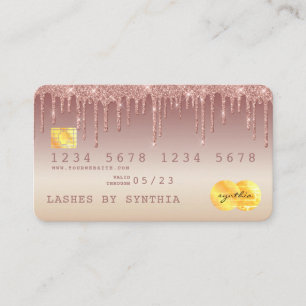 Visita Tarjeta de crédito con estilo Rosa Gold Dripping G