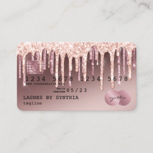 Visita Tarjeta de crédito con estilo Rosa Gold Dripping G