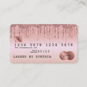 Visita Tarjeta de crédito con estilo Rosa Gold Dripping G