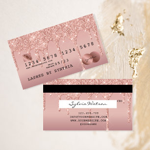 Visita Tarjeta de crédito con estilo Rosa Gold Dripping G