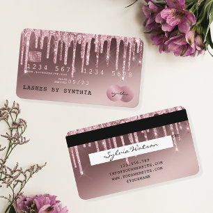 Visita Tarjeta de crédito con estilo Rosa Gold Dripping G