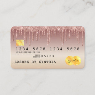 Visita Tarjeta de crédito con estilo Rosa Gold Dripping G