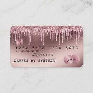 Visita Tarjeta de crédito con estilo Rosa Gold Dripping G