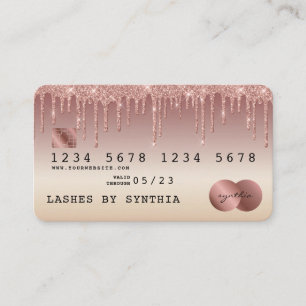 Visita Tarjeta de crédito con estilo Rosa Gold Dripping G