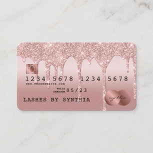 Visita Tarjeta de crédito con estilo Rosa Gold Dripping G