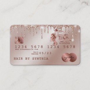 Visita Tarjeta de crédito con estilo Rosa Gold Drips Hair