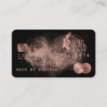 Tarjeta de crédito con estilo Rosa Gold Hair Styli