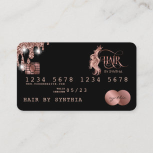 Visita Tarjeta de crédito con estilo Rosa Gold Hair Styli