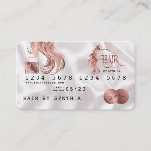 Visita Tarjeta de crédito con estilo Rosa Gold Hair Styli