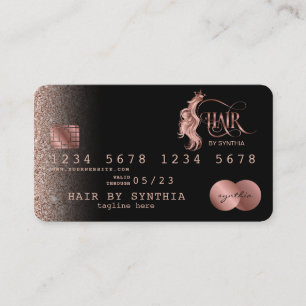 Visita Tarjeta de crédito con estilo Rosa Gold Hair Styli