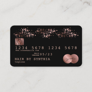 Visita Tarjeta de crédito con estilo Rosa Ornate de Oro