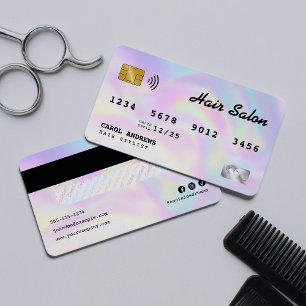 Visita Tarjeta de crédito de salón de belleza holográfica
