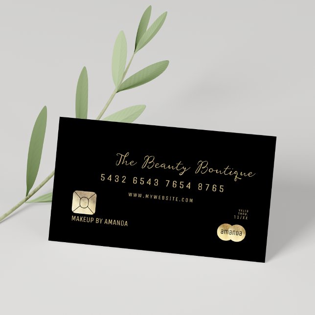 Visita Tarjeta de crédito elegante y simple Black Gold (Simple Elegant Black Gold Luxury Credit Card)