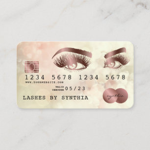 Visita Tarjeta de crédito estilo Rosa Gold Long Lashes Bo