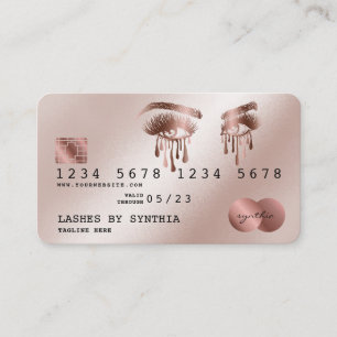 Visita Tarjeta de crédito Estilo Rosa Oro Largo Lash Lash
