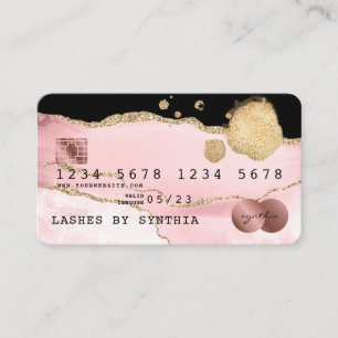 Visita Tarjeta de crédito estilo Rubor Pink Agate Rosa Go