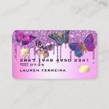 Tarjeta de Crédito Falsa Mariposa Purpura Lila Bri