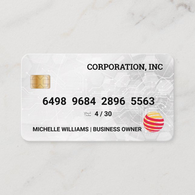 Visita Tarjeta de crédito | Fondo tecnológico moderno (Anverso)