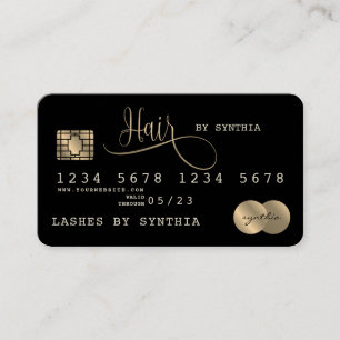 Visita Tarjeta de crédito Hair con estilo Black Gold