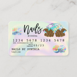 Visita Tarjeta de crédito Holograph Nail Tech manicure
