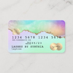 Visita Tarjeta de crédito Holograph Pastel agate unicorn 