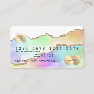 Visita Tarjeta de crédito Holograph Pastel agate unicorn