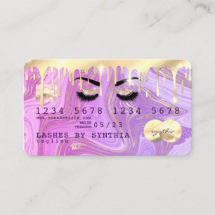 Visita tarjeta de crédito oro rosa rosa pastel gotea márm