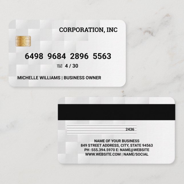 Visita Tarjeta de crédito | Patrón geométrico moderno bla (Anverso / Reverso)