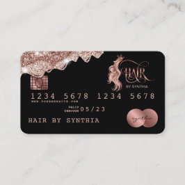 Visita Tarjeta de crédito Rosa de goteo con estilo Gold H