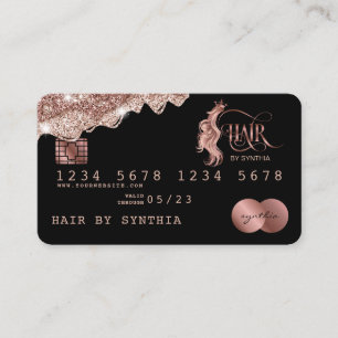 Visita Tarjeta de crédito Rosa de goteo con estilo Gold H