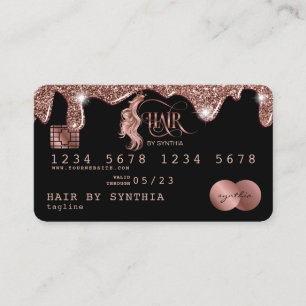Visita Tarjeta de crédito Rosa de goteo con estilo Gold H