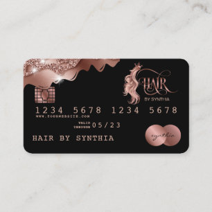 Visita Tarjeta de crédito Rosa de goteo con estilo Gold H