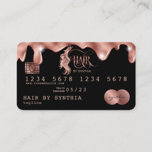Visita Tarjeta de crédito Rosa de goteo con estilo Gold H