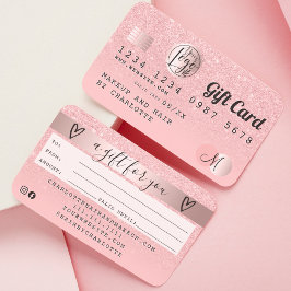 Visita Tarjeta de crédito rosa de oro rosa purpurina negr