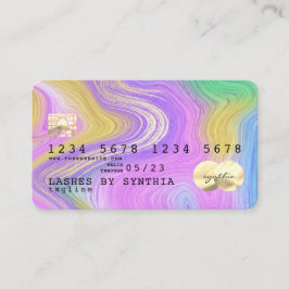 Visita tarjeta de crédito rosa y dorado de unicornio past