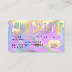 Visita tarjeta de crédito rosa y dorado de unicornio past