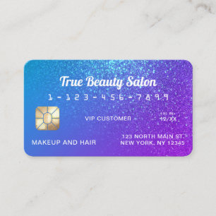 Visita Tarjeta de crédito Sparkly Mermaid Purple Blue Pur