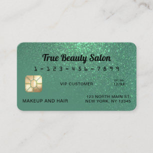 Visita Tarjeta de crédito única de Purpurina Verde azulad