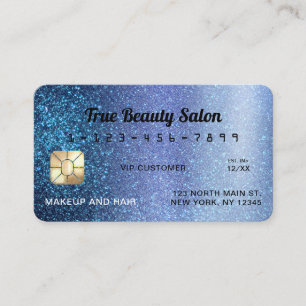 Visita Tarjeta de crédito única Sparkly Aqua Blue Purpuri
