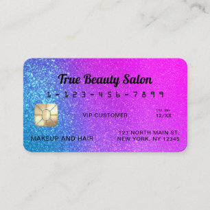 Visita Tarjeta de crédito única Sparkly Magenta Blue Purp