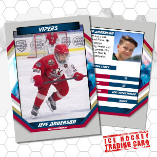 Visita Tarjeta de Cromos de Hockey sobre Hielo en Rojo Az