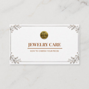 Visita Tarjeta de cuidado de joyería blanca minimalista m