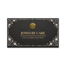 Tarjeta de cuidado de joyería de plata negra de ca