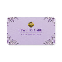 Tarjeta de cuidado de joyería floral lavanda paste