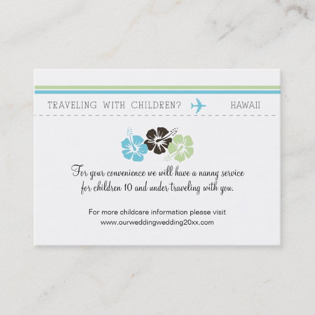 Visita Tarjeta de cuidado infantil para Boda (Anverso)