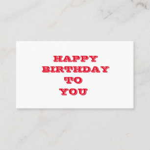 VISITA TARJETA DE CUMPLEAÑOS ROJA BLANCA SIMPLE